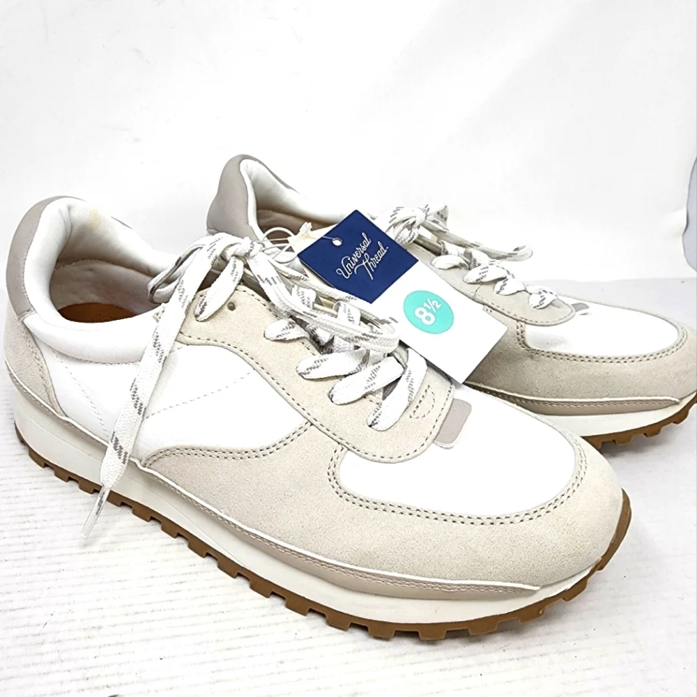 New Universal Thread Cream Sneakers Retro Style Memory Foam Womens Size‎ 8.5